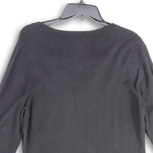 Womens Black Jersey Lace Up V-Neck 3/4 Sleeve Knee Length Shift Dress Sz XL image number 4
