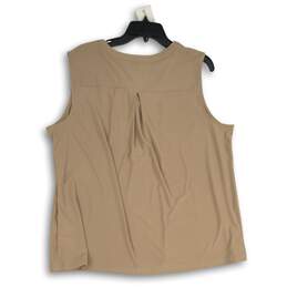 NWT Anne Klein Womens Tan Sleeveless 1/4 Zip Blouse Top Size X-Large alternative image