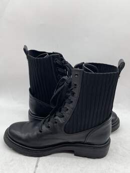 Womens Black Leather Round Toe Lace Up Combat Boots Size 7.5 W-0550477-D alternative image