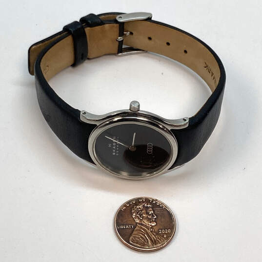 Designer Skagen 256SSLB Black Round Dial Leather Strap Analog Wristwatch image number 3