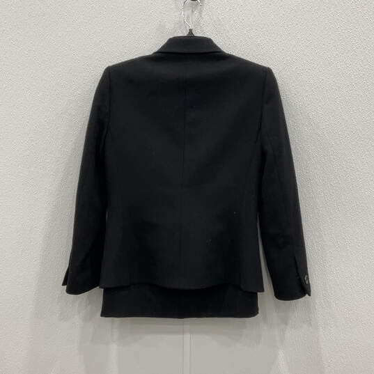 Womens Black Long Sleeve Peak Lapel Two Piece Skirt Suit Set Size 6 image number 3