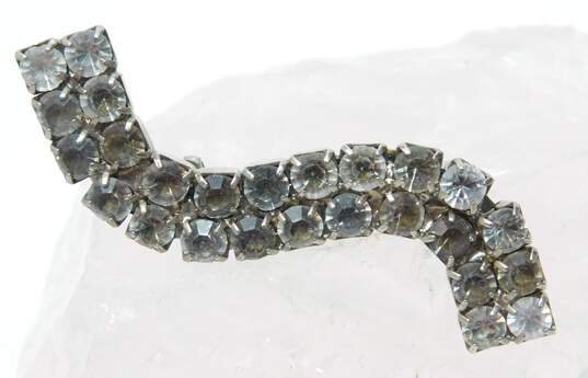 VTG Silvertone Icy Rhinestones Collar Necklace Drop Earrings & Curved Brooch image number 5