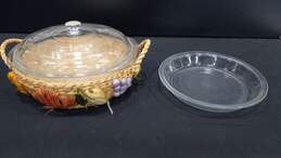 Pyrex Glass Roasting Dish w/Wicker Basket