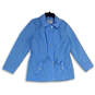Womens Blue Drawstring Waist Long Sleeve Hooded Jacket Size Medium image number 1
