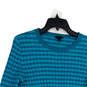 Womens Blue Striped Knitted Crew Neck Long Sleeve Pullover Sweater Size M image number 3