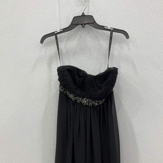 Womens Black Beaded Sleeveless Strapless Back Zip Long Maxi Dress Size 2 image number 3