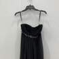 Womens Black Beaded Sleeveless Strapless Back Zip Long Maxi Dress Size 2 image number 3