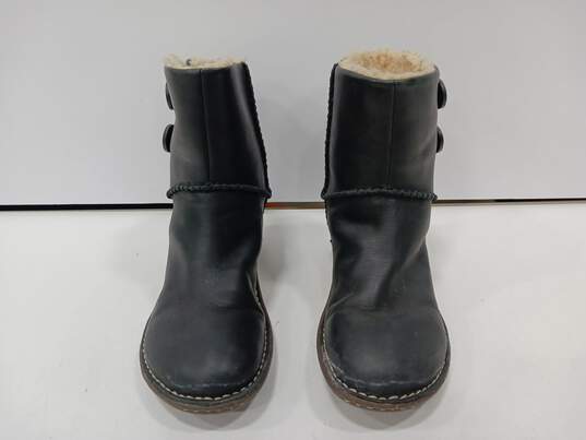 Ugg Women's S/N 3336 Black Leather Lillie Winter Boots Size 7 image number 1
