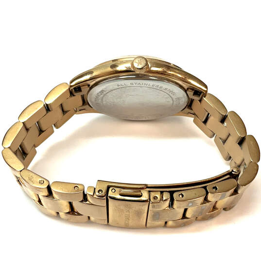 Designer Michael Kors Runway MK-3549 Gold-Tone Round Dial Analog Wristwatch image number 4