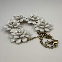 Designer J. Crew Gold-Tone White Floral Crystal Stone Statement Necklace alternative image