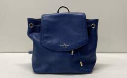 Kate Spade Blue Leather Drawstring Small Backpack Bag