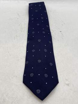 Authentic Gianni Versace Mens Dark Blue And Gray Printed Designer Tie