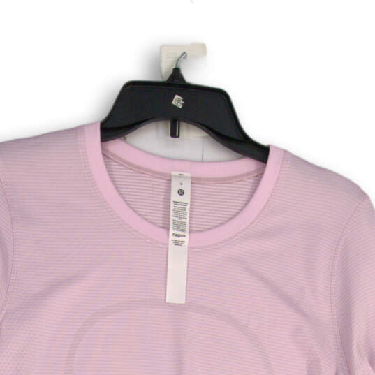 NWT Womens Pink Round Neck Long Sleeve Activewear Pullover T-Shirt Size 6 image number 3