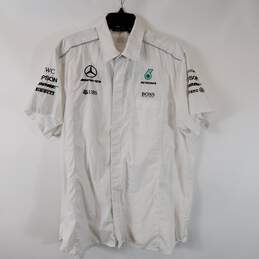 AMG x Hugo Boss Men White Button Up Short Sleeve Shirt Sz XL