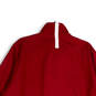 Mens Red White Mock Neck Long Sleeve Full-Zip Windbreaker Jacket Size XL image number 4