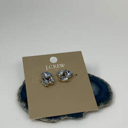 Designer J Crew Silver-Tone Crystal Cluster Aquamarine Stud Earrings