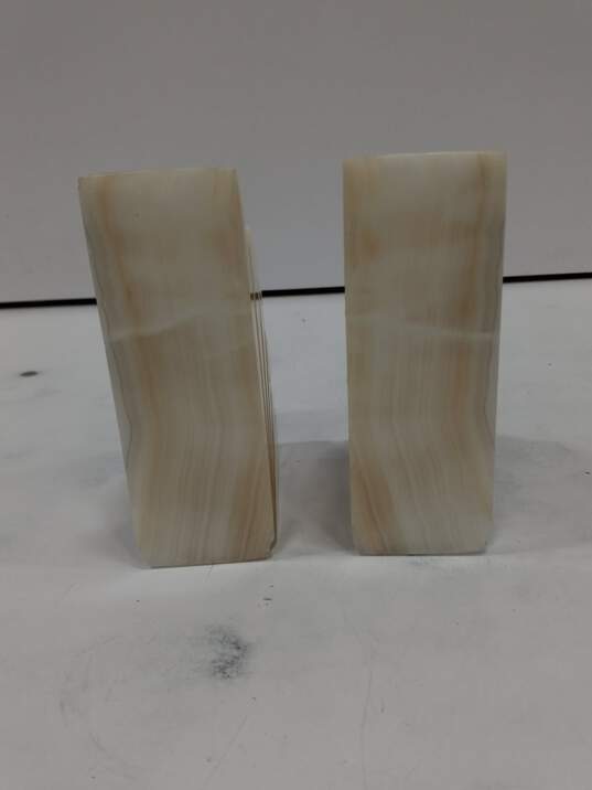 Pair of Marble White/Brown Bookends image number 6