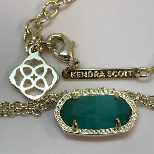 Designer Kendra Scott Gold-Tone CZ Stone Oval Chain Pendant Necklace image number 4