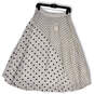 NWT Womens White Black Polka Dot Side Zip Pleated Midi Flared Skirt Size 2 image number 1