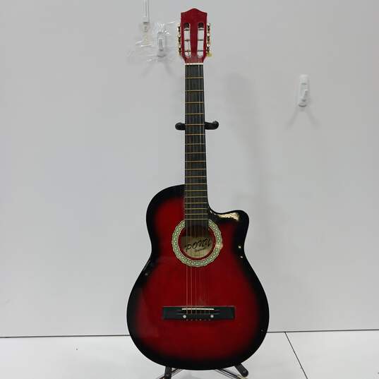 Red & Black Ponu Acoustic Guitar image number 1