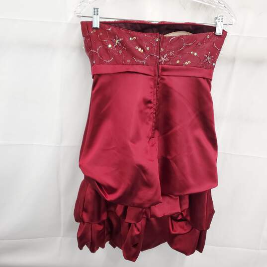 Neblon Wine Red Embellished Cocktail Mini Dress Women's Size Small image number 2