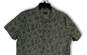 Mens Gray Floral Short Sleeve Mesh Collared Button-Up Shirt Size Large image number 3
