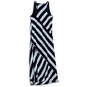 Womens Blue White Striped Sleeveless Racerback Scoop Neck Maxi Dress Sz XL image number 2
