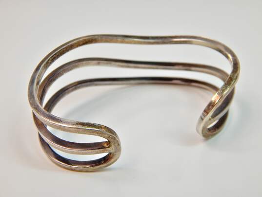 Artisan 925 3-Wave Open Cut Wide Cuff Bracelet 32.1g image number 3