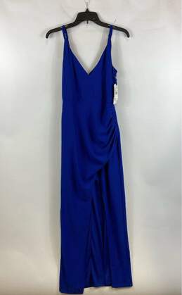 NWT Aidan Mattox Womens Blue Ruched Spaghetti Strap Long Sheath Dress Size 2