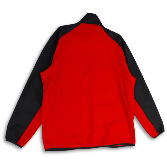 Mens Red Gray Dri-Fit Long Sleeve Pockets Full Zip Athletic Jacket Size XL image number 2