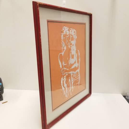 J. Wolins - Nude Couple Embrace - Limited Edition 182/250 Serigraph Vintage Artwork Signed image number 2
