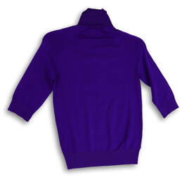 NWT Womens Purple Turtleneck 3/4 Sleeve Knitted Pullover Sweater Size S alternative image