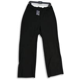 NWT Ashley Stewart Womens Black Flat Front Welt Pocket Pull-On Ankle Pants Sz 12