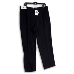 NWT Womens Black Pleated Slash Pocket Straight Leg Dress Pants Size 16p