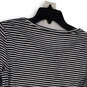NWT Womens Black White Striped Roll Tab Sleeve Pullover Blouse Top Size 0 image number 4