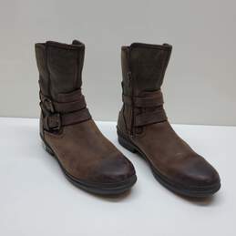 UGG Australia Simmens Leather Boots Shoes Stout Brown Women’s 9 Zipper Mid Calf
