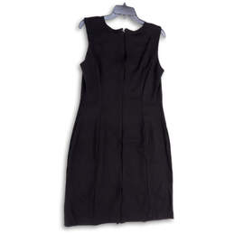 Womens Black Round Neck Sleeveless Back Zip Short Sheath Dress Size 10 alternative image