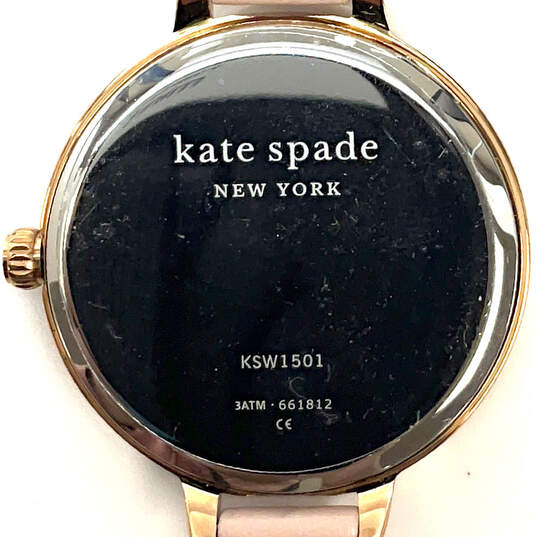 Designer Kate Spade KSW1501 Gold-Tone Pink Leather Strap Analog Wristwatch image number 4