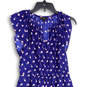 Womens Blue Pink Floral Flutter Sleeve V-Neck Fit & Flare Dress Size Small image number 3
