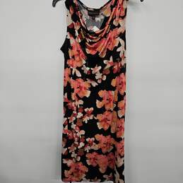 Black/Pink Floral Dress with Tie