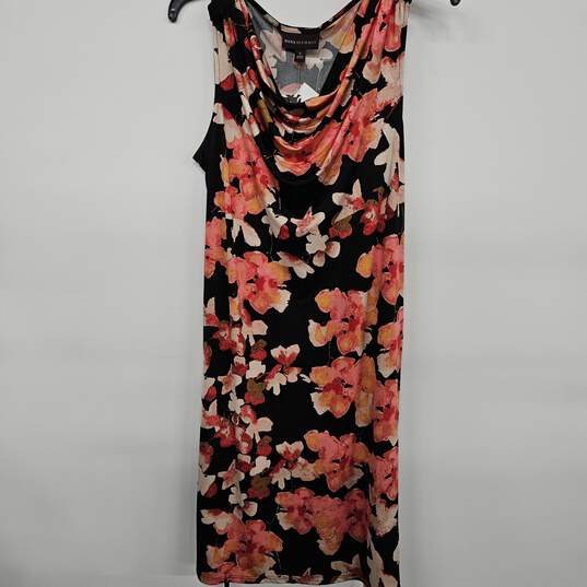 Black/Pink Floral Dress with Tie image number 1
