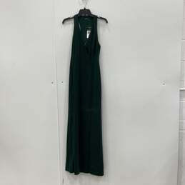 NWT Lauren Ralph Lauren Womens Green V-Neck Sleeveless Back Zip Maxi Dress Sz 10