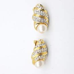 Goldtone Rhinestone Clip-On Earrings 1 in. Long