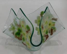 Fused Art Glass Floral Handkerchief Candleholder