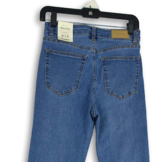 NWT Womens Blue Denim Medium Wash High Rise Flare Skinny Jeans Size 4 image number 4