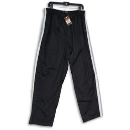 NWT Mens Black Striped Elastic Waist Pull-On Track Pants Size Large