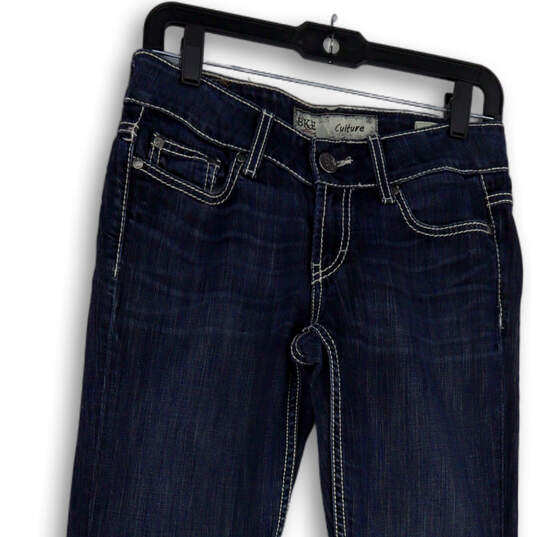 Womens Blue Denim Dark Wash Stretch Pockets Straight Leg Jeans Size 26 image number 3