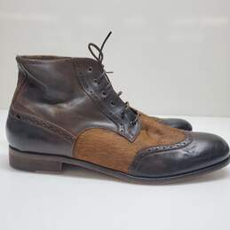 Robert Graham Calf Hair Wingtip Chukka Boots in Brown Size Men's 12 D