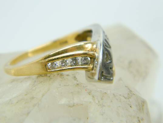 10K Two Tone Gold 0.19 CTTW Diamond Love Ring 3.2g image number 3