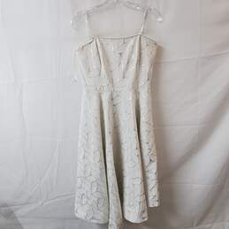 White House Black Market White Sleeveless Metallic Pattern Dress Size 4